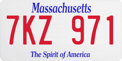 MA license plate 7KZ971