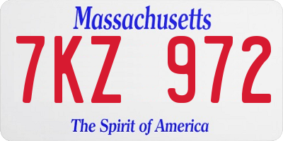 MA license plate 7KZ972