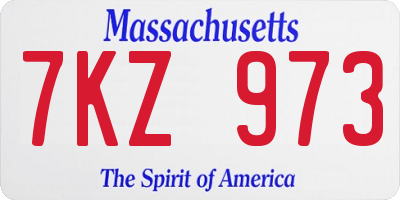 MA license plate 7KZ973