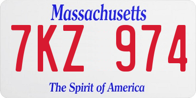MA license plate 7KZ974