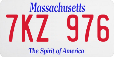 MA license plate 7KZ976
