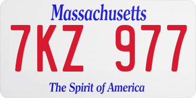 MA license plate 7KZ977