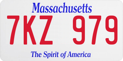 MA license plate 7KZ979