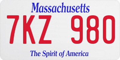 MA license plate 7KZ980
