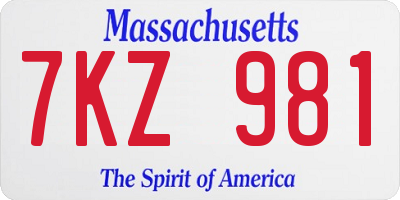 MA license plate 7KZ981