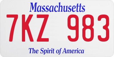 MA license plate 7KZ983