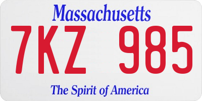 MA license plate 7KZ985