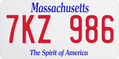 MA license plate 7KZ986