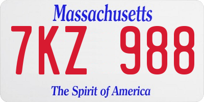 MA license plate 7KZ988