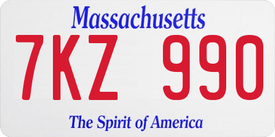 MA license plate 7KZ990