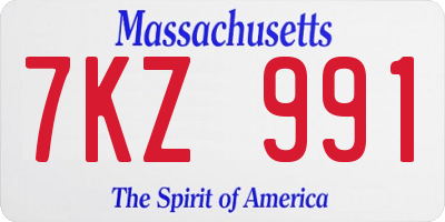 MA license plate 7KZ991