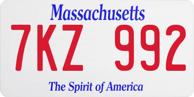 MA license plate 7KZ992