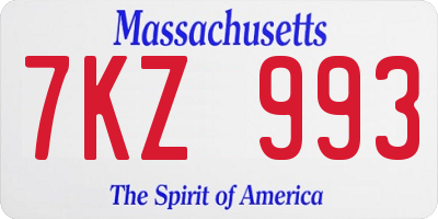 MA license plate 7KZ993