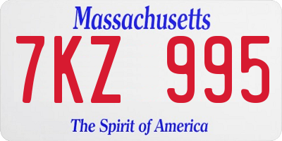MA license plate 7KZ995