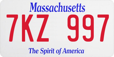 MA license plate 7KZ997