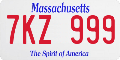 MA license plate 7KZ999
