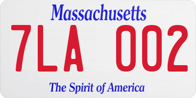 MA license plate 7LA002