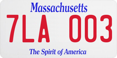 MA license plate 7LA003