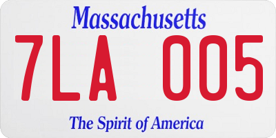 MA license plate 7LA005
