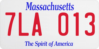 MA license plate 7LA013