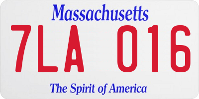 MA license plate 7LA016
