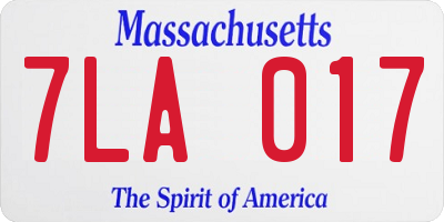 MA license plate 7LA017