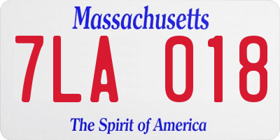 MA license plate 7LA018