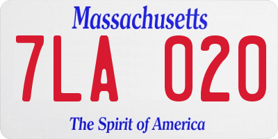 MA license plate 7LA020