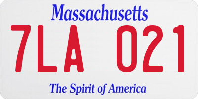 MA license plate 7LA021