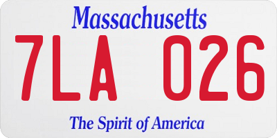 MA license plate 7LA026
