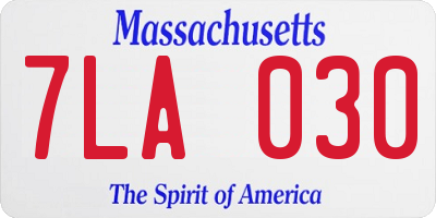 MA license plate 7LA030