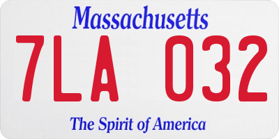 MA license plate 7LA032