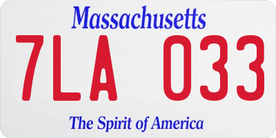 MA license plate 7LA033