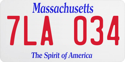 MA license plate 7LA034