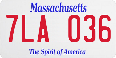 MA license plate 7LA036