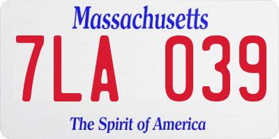 MA license plate 7LA039