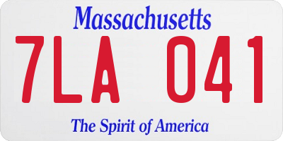 MA license plate 7LA041