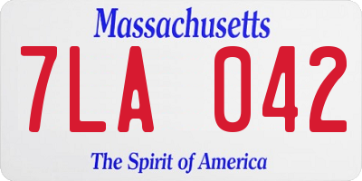 MA license plate 7LA042