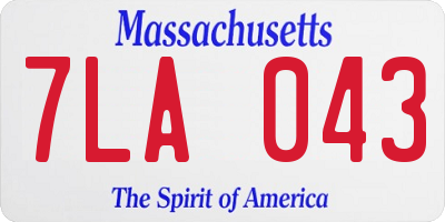 MA license plate 7LA043