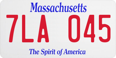 MA license plate 7LA045