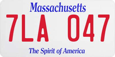 MA license plate 7LA047