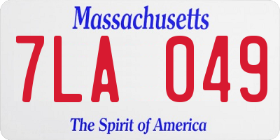 MA license plate 7LA049