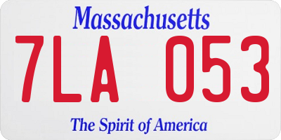 MA license plate 7LA053