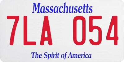 MA license plate 7LA054