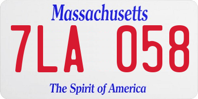MA license plate 7LA058