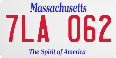 MA license plate 7LA062