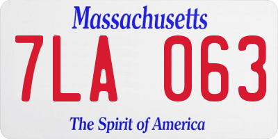 MA license plate 7LA063