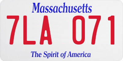 MA license plate 7LA071