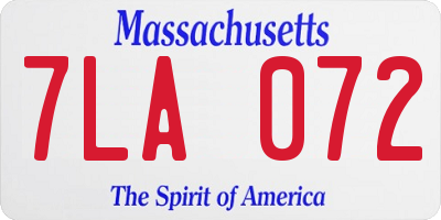 MA license plate 7LA072