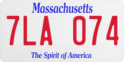MA license plate 7LA074